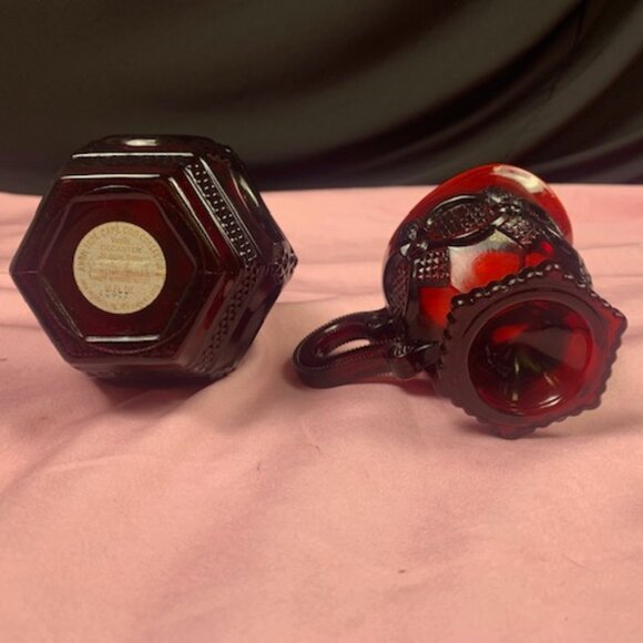 Vintage Avon Cape Cod Cranberry Ruby Red Glass Decanter and Creamer*